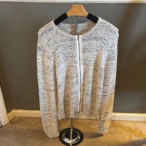 LOFT Textured Cream and Gray Cardigan